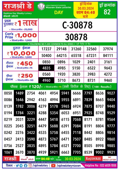 Lottery Sambad Today Result|Rajshree lottery result 4.40pm 30-3-2024