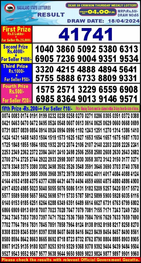 Lottery Sambad Today Result|Dear 50 Lottery 4PM Result 18Apr 24