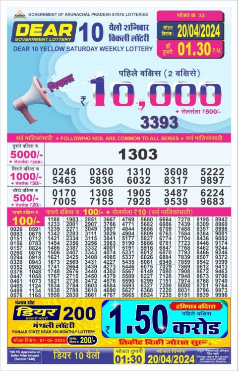 Lottery Sambad Today Result|Dear10 Daily Lottery 1.30PM Result 20Apr 24