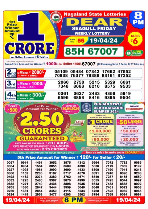 Lottery Sambad Today Result|Dear Daily Lottery 8PM Result 19Apr 24