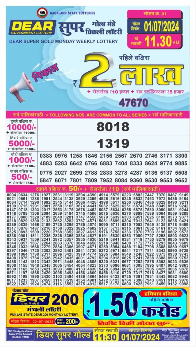 Lottery Sambad Today Result - 1 PM 6 PM 8 PM Results
