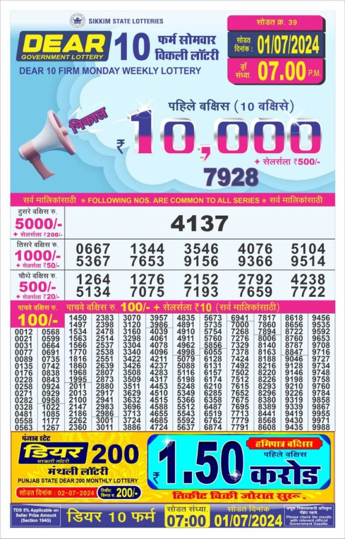 Lottery Sambad Today Result - 1 PM 6 PM 8 PM Results