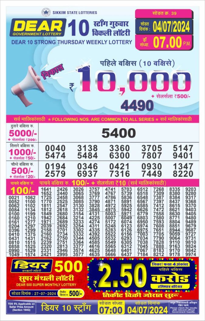 Lottery Sambad Today Result - 1 PM 6 PM 8 PM Results