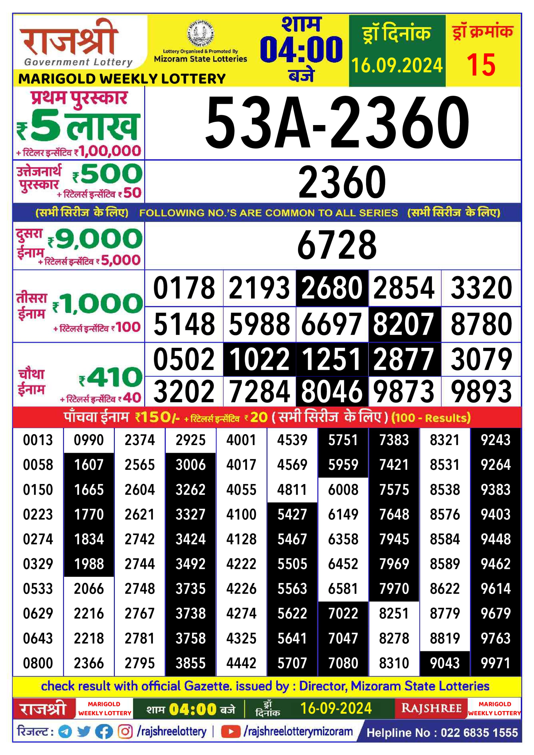 Lottery Sambad Today Result - 1 PM 6 PM 8 PM Results