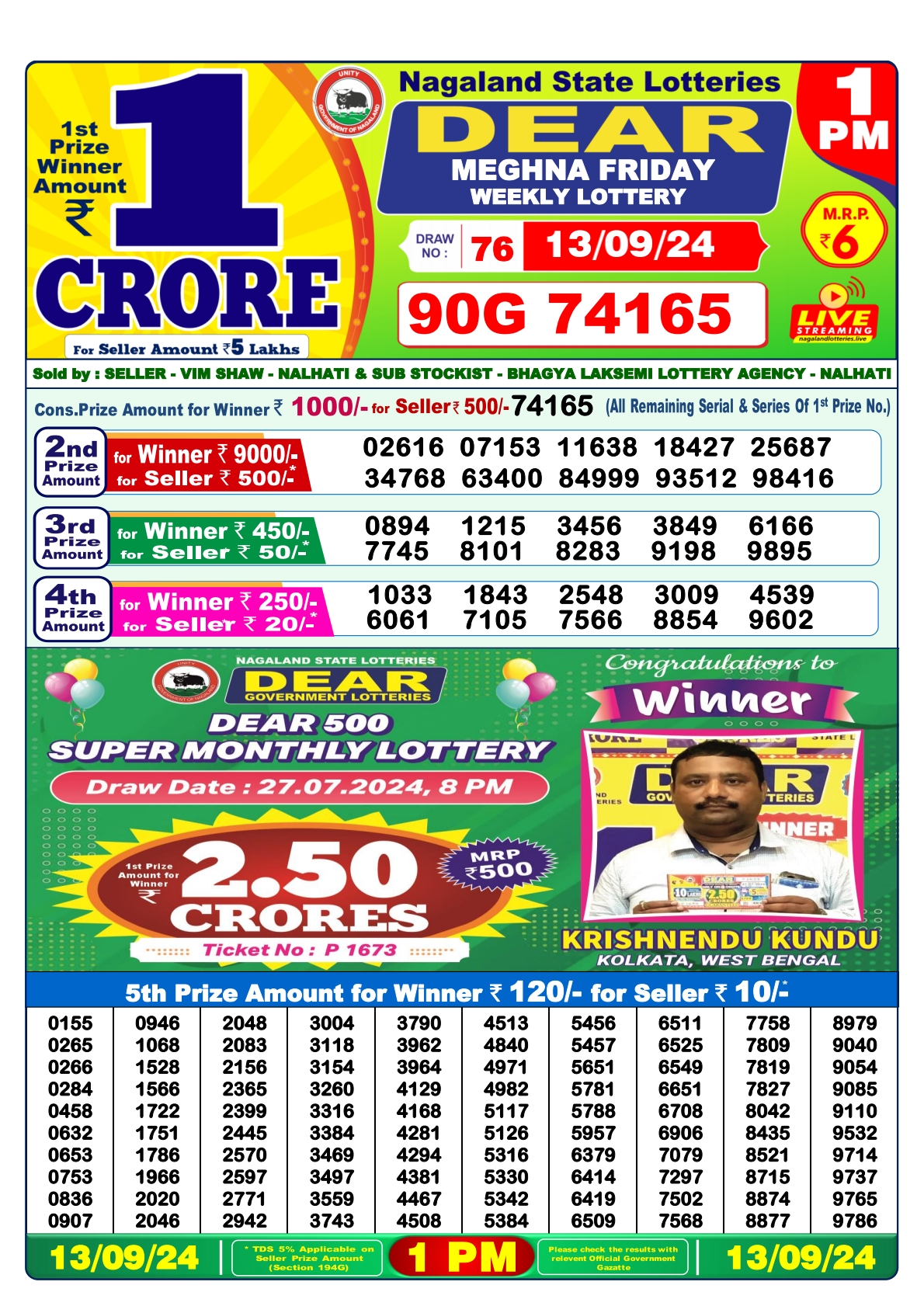 Lottery Sambad Today Result - 1 PM 6 PM 8 PM Results