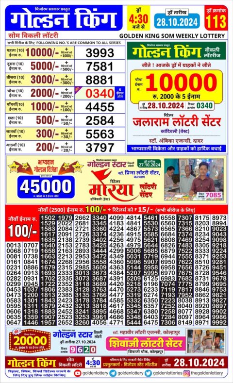 Lottery Sambad Today Result - 1 PM 6 PM 8 PM Results