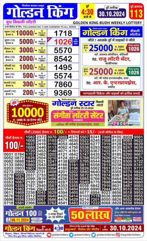 Lottery Sambad Today Result - 1 PM 6 PM 8 PM Results