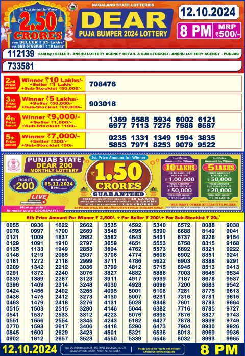 Durga Puja Bumper Lottery Result