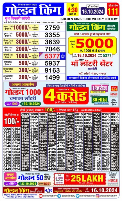 Lottery Sambad Today Result - 1 PM 6 PM 8 PM Results