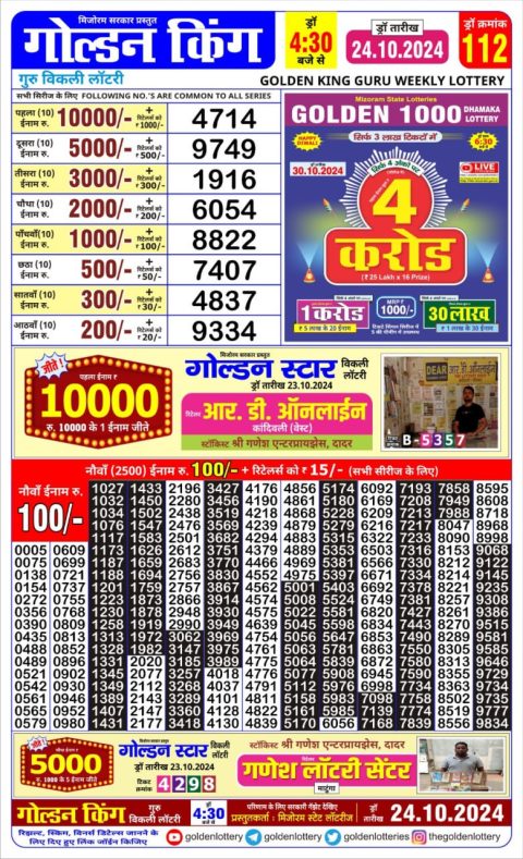 Lottery Sambad Today Result - 1 PM 6 PM 8 PM Results
