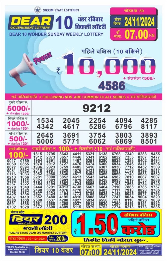 Lottery Sambad Today Result - 1 PM 6 PM 8 PM Results