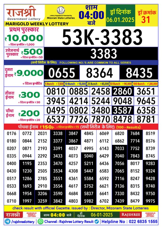 Lottery Sambad Today Result - 1 PM 6 PM 8 PM Results