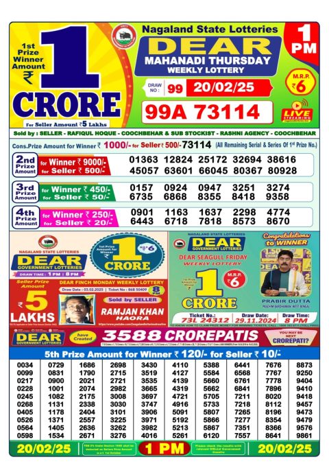 Lottery Sambad Today Result - 1 PM 6 PM 8 PM Results