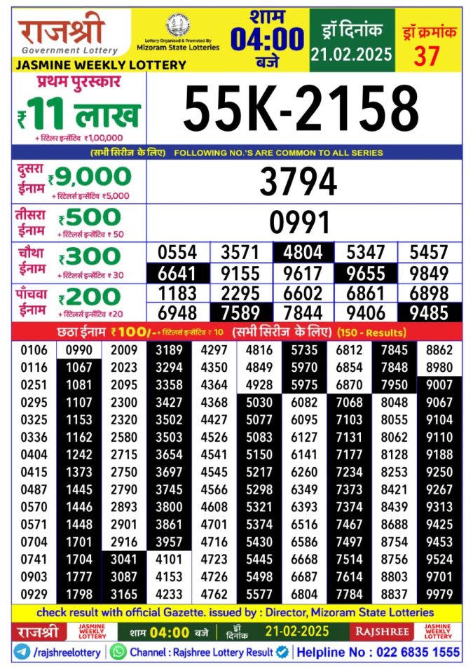 Lottery Sambad Today Result - 1 PM 6 PM 8 PM Results
