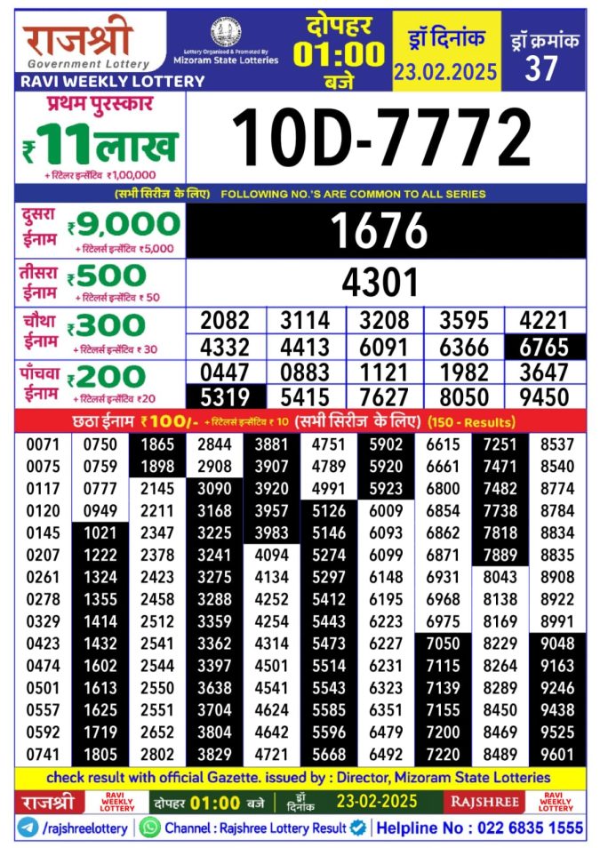 Lottery Sambad Today Result - 1 PM 6 PM 8 PM Results