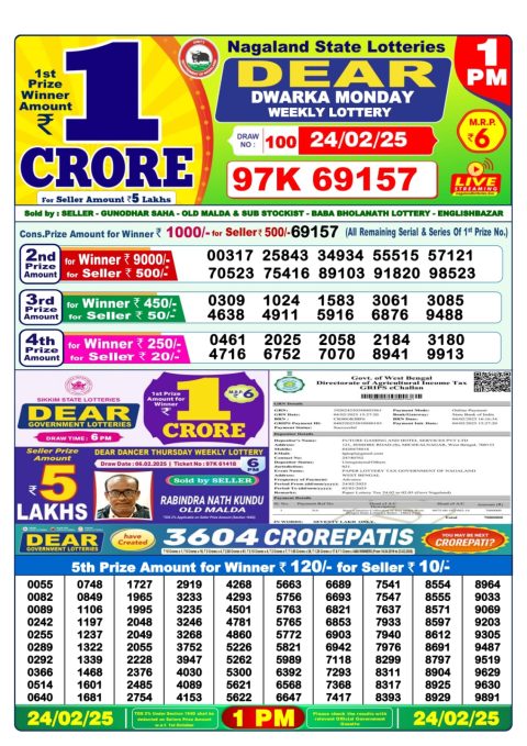 Lottery Sambad Today Result - 1 PM 6 PM 8 PM Results