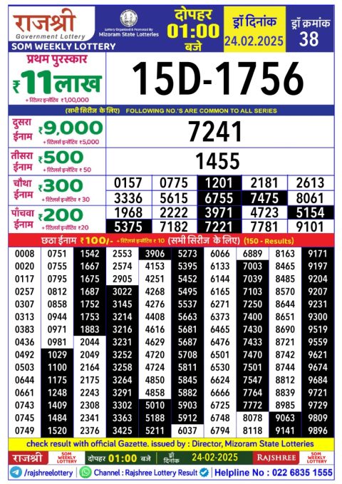 Lottery Sambad Today Result - 1 PM 6 PM 8 PM Results