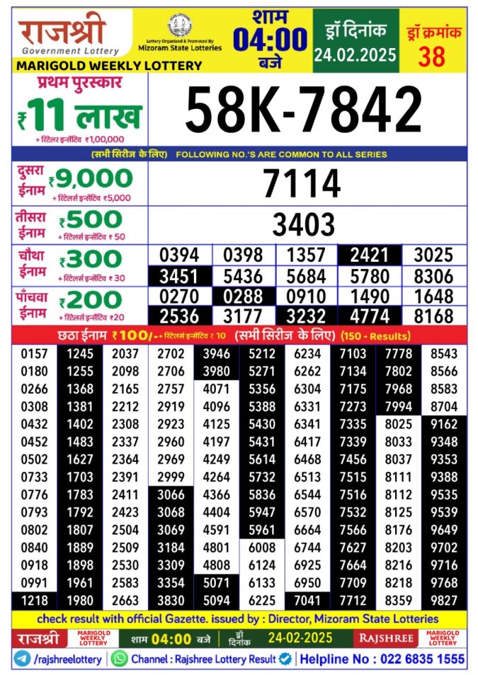 Lottery Sambad Today Result - 1 PM 6 PM 8 PM Results