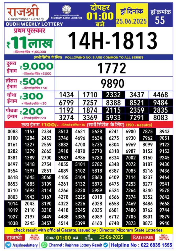Lottery Sambad Today Result - 1 PM 6 PM 8 PM Results
