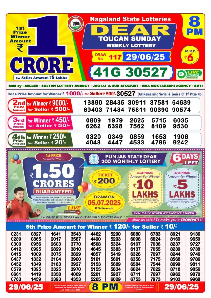 Lottery Sambad Today Result - 1 PM 6 PM 8 PM Results