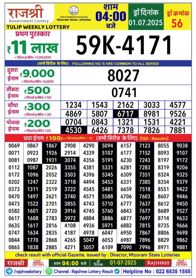 Lottery Sambad Today Result - 1 PM 6 PM 8 PM Results