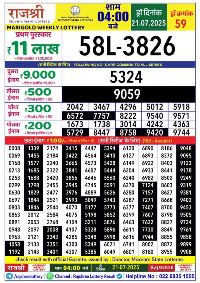 Lottery Sambad Today Result - 1 PM 6 PM 8 PM Results