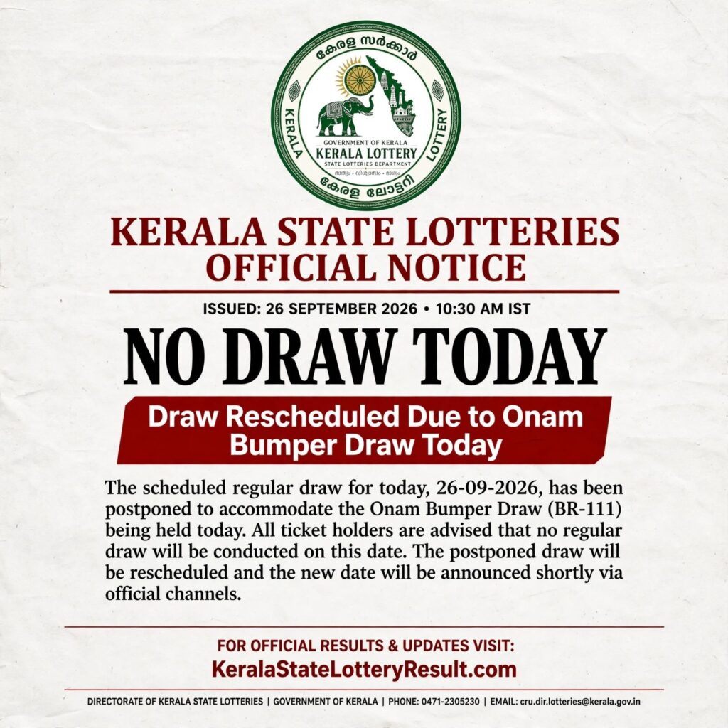 Kerala Lottery Result 26-09-2026